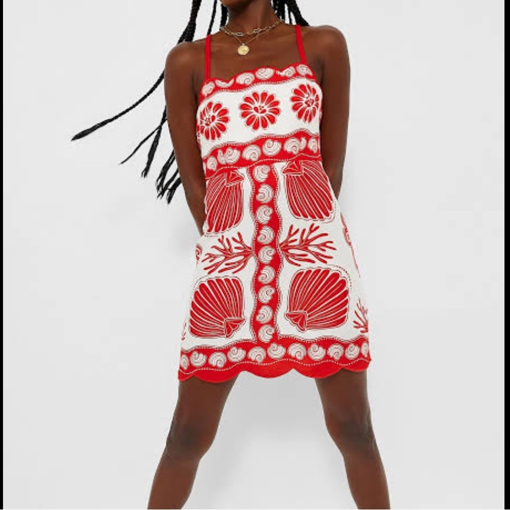 FARM Rio Coral and White Shell Dress